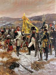Napoleon On The Bank Of The River Litava Awarded Medals For Bravery Shown By A Soldier In The Battle Of Austerlitz Cross Napoleonic Wars Military Art Napoleon