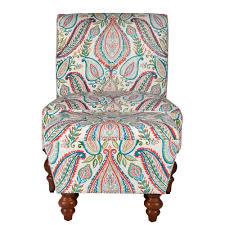 Homepop Multi Color Paisley Susan Armless Accent Chair Ottoman Set Multi Chair And Ottoman Set Accent Chairs Armless Accent Chair