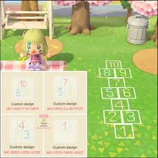 I Haven T Seen This Done Yet And Parks Etc Are So Cute In Acnh So Here Is A Chalk Hopscotch Acqr In 2020 Animal Crossing 3ds Animal Crossing Animal Crossing Qr