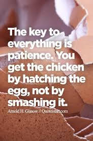 The Key To Everything Is Patience You Get The Chicken By Hatching The Egg Not By Smashing It Patience Quotes Be Patience Everything