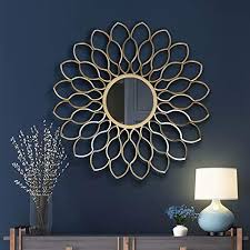 Metal Decoration Wall Decor Creative Wall Art Sculpture Wall Decorative Mirror Gold Flower Designed W In 2020 Wall Sculpture Art Creative Wall Art Large Metal Wall Art