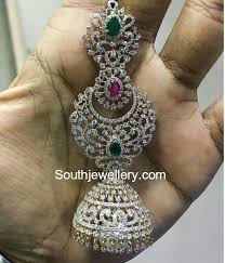 18 Carat Gold Big Diamond Jhumkas By P Satyanarayan And Sons Jewellers Diamond Buttalu Models H Diamond Jhumkas Gold Earrings Models Diamond Earrings Indian