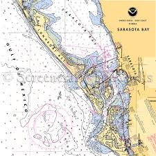 Florida Long Boat Key Sarasota Bay Nautical Chart Decor