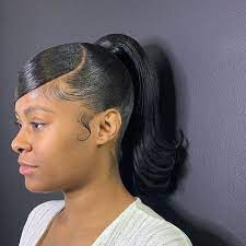Look At These Sleek Slayed Edges In 2021 Hair Ponytail Styles Weave Ponytail Hairstyles Barbie Hairstyle
