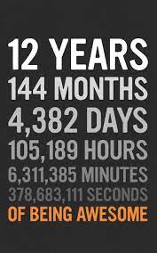 The minutes part is calculated as 0.16667 * 60 = 10. 12 Years 12th Birthday Gift 12 Twelve Years Old Months Days Hours Minutes Seconds Of Being Awesome Anniversary Bday Notebook Journal Planner Gift Years Years 9781097302390 Amazon Com Books