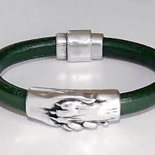 Jewelry | Guardian Paw In Hand Dark Green Leather Bracelet | Poshmark