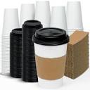 Amazon.com: Ginkgo [100 Pack 16 oz Disposable Coffee Cups with ...