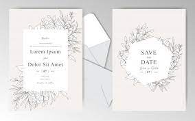 Elegant Hand Drawn Wedding Invitation Cards Template With Beautiful Le Hand Drawn Wedding Invitations Wedding Invitation Card Template Wedding Invitation Cards