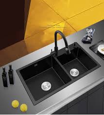 black kitchen sink above counter or