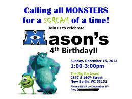 Mason S Monsters Inc Bday Invitation I Made Bday Invitations New Berlin Mason