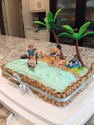 Strand Thema Torte Mit Playmobil Figuren Stand Up Paddle Boarding Faulenzen S Mit Bildern Strand Kuchen Kinder Geburtstag Essen Kuche Mit Insel