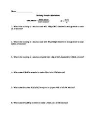 15.8 g of kcl is dissolved in 225 ml of water. Molarity Practice Worksheet By Mj Teachers Pay Teachers