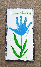 Handprint Flower Rock Slate Using Your Child S Actual Handprint Art Kids Handprint Art Toddler Art