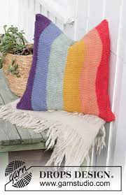 Head over to ravelry, add this pattern to your favorites and queue the pattern listing. Rainbow Pillow Drops Extra 0 1487 Free Knitting Patterns By Drops Design