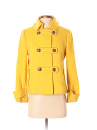 Details About J Crew Women Yellow Wool Coat 2 Petite