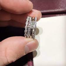 I Put Together An Awesome Stackableengagementring Combination Yesterday That I M Pretty P Stacked Wedding Rings Mixed Metal Wedding Rings Wedding Rings Unique