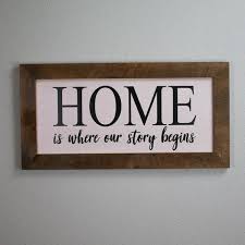 Shop from our collection of home decor, accent furniture & furnishings, mirrors, kitchen & dining, pet essentials and lots more. Home Is Where Our Story Begins Framed Wall Decor Picture Frame Diy Wall Decor Country Kitchen Decor Decor