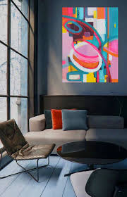 Bold Colorful Large 40 X 30 Abstract Art Oil Painting By Fine Artist Danielle Nelisse Completes Interior Design Accessories La Art Big Art Art Painting Oil