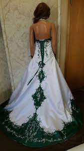 White And Emerald Green Side Corset Wedding Gown Halter Top Wedding Dress Green Wedding Dresses Top Wedding Dresses