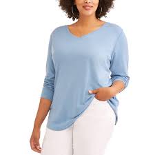 Terra And Sky Women S Plus Long Sleeve V Neck Tee Walmart Com
