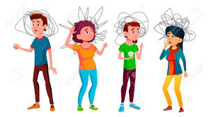 Hair trichotillomania cartoon, the cartoon illustration grabbed the hair in a hurry, cartoon character. Anxiety Group Of Characters Man And Woman Design Sad And Unhappy Anxiety Young Boy And Girl With Hand Drawn Doodle Above Head Stress And Depression Flat Cartoon Illustration Royalty Free Cliparts Vectors