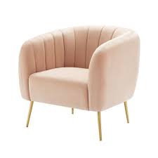Eluxury Modern Channel Accent Chair Pink Velvet In 2020 Accent Chairs Barrel Chair Modern Velvet Chair
