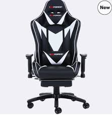 Gtforce Formula Mx Gaming Chair With Recline And Footrest In Black And White Gaming Chair Chair Shabby Chic Table And Chairs