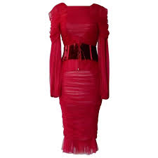 Tom Ford Bergdorf Ad Campaign Cherry Red Ruched Evening Dress New For Sale At 1stdibs Tom Ford Red Ruched Dress Tom Ford Red Ruched Tulle Dress Tom Ford Red Dress