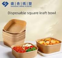 [Hot Item] Eco Friendly 1000ml Square Salad Bowls Paper with Lid