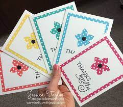 If you are making a gift box with monogrammed note cards you can print some in each color and wrap. Polkda Dot Flower Thank You Cards Paper Cards Handmade Thank You Cards Dot Cards