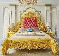 Meubles de chambre à coucher de style italien, lit de luxe en bois de villa  en cuir de vache, lits de type simple