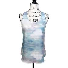 Suzy Shier Womens Size M Sleeveless Top Blouse Blue Sheer