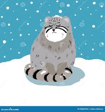 Otocolobus Manul Pallas Cat Sits on the Tail in Snow Stock Vector -  Illustration of design, cristmas: 258825943