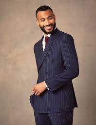 Come on over and find a suit that'll work whatever the reason you're dressing up. Men S Navy Chalk Stripe Double Breasted Slim Fit Suit Jacket Hawes Curtis