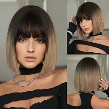 ombre barna paróka frufruval 14 hüvelykes barna paróka sötét