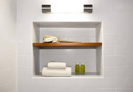 Shower Niche With Wood Shelf Via Remodelista Teak Shower Shelf Shower Shelves Shower Niche