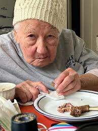 Taking care of my 94 years old beautiful MOM she loves lamb chops but can't  chew so i cut it smaller with a scissor . She was able then to eat and  enjoy that makes me happy ❤️ ‍ 