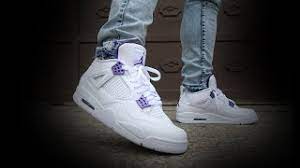 Riffing off the classic green 4s in color blocking, the air jordan 4 metallic purple is said to import purple into the otherwise pale palette. Air Jordan 4 Metallic Purple Early Review On Feet Supreme Giveaway Youtube