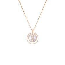 Messika move romane long white gold necklace. Messika Rose Gold Necklace With White Mother Of Pearl And Diamonds Lucky Move 6605mk10834 Pg Pere Quera 1887