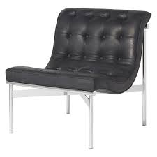 Elan Mid Century Modern Black Leather Armless Lounge Chair Universal Furniture White Leather Chair Armless Lounge Chair