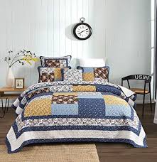 Maybe you would like to learn more about one of these? Tache Cotton Patchwork Farmhouse Cottage Coastal Garden Ditsy Floral Blue Yellow White Brown Lightweight Coverlet Farmhouse Goals