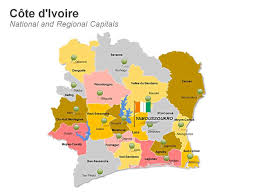 Cote D Ivoire Map Fully Editable In Powerpoint This Deck Of 33 Slides Includes The Outline Map Major Cities National Capital And Fl Bouake Map Ivory Coast