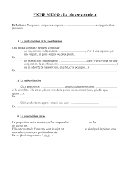 Fiche Memo La Phrase Complexe Definition Une Phrase