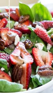 Strawberry Spinach Salad With Candied Pecans Recipe Spinach Strawberry Salad Summer Salads Candied Pecans For Salad