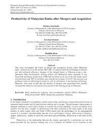 The code governs the conduct of all parties involved in takeover offers, mergers and acquisitions in malaysia. Pdf Productivity Of Malaysian Banks After Mergers And Acquisition Zarehan Selamat Academia Edu
