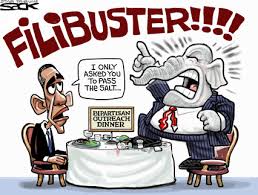 A legislator who gives long speeches in an effort to delay or obstruct legislation that he (or she) opposes syn: Floor Action Ap Gov