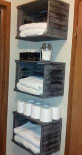 There are hundreds of bathroom towel rack ideas and styles that give them the ability to fit into the decor of any bathroom and perform the function needed of them. Old Crates As Towel Storage Diy Bathroom Storage Bathroom Towel Storage Towel Storage