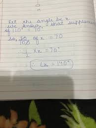Follow the second ray to determine the angle's measurement to the nearest degree. 50 Of An Angle Is Supplement Of 110 Degree The Value Of The Angle Is Brainly In