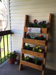 Diy Plant Ladder Perfect For Small Patio Spaces Condo Balcony Porch Decor Plant Stand Holds A Variety Of Potted P Small Patio Decor Patio Plants Small Patio