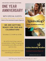 Coffee roasteries, coffee & tea, breakfast & brunch. Unlocked Anniversary X Golden Butterfly Studios Unlocked Coffee Roasters Greenville Sc October 2 2021